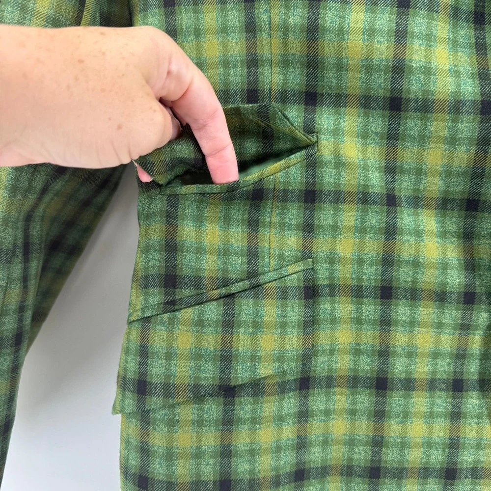 Kuppenheimer Plaid Blazer Mens Sz 40 Green Vtg Tartan Sport Coat Ticket Pocket